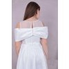 Dievčenské dlhé slávnostné biele šaty s mašľou 23181