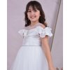 Dievčenské biele šaty s tylovou sukňou a ozdobnou aplikáciou 23177