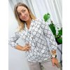 Elegantná blúzka s viazaním a geometrickým vzorom 23160