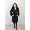 Elegantný čierny kabát s kožušinovým golierom 23051