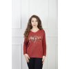 Dámsky červený pulóver s metalickým nápisom 23106
