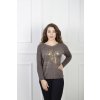 Dámsky hnedý pulóver s kvetinovým motívom 23102