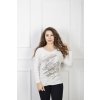 Dámsky biely pulóver s leopardím vzorom a metalickým efektom 23098