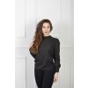 Elegantná dámska  čierna blúzka s ozdobnými gombíkmi na ramene 22998