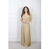 Trblietavé béžové šaty s prekladaným výstrihom 23083