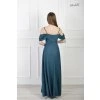 Dlhé spoločenské zelené šaty s odhalenými ramenami 23168