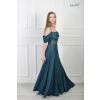 Dlhé spoločenské zelené šaty s odhalenými ramenami 23168