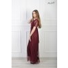 Dlhé bordové spoločenské šaty s tylovými rukávmi 23134