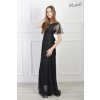 Dlhé čierne spoločenské šaty s tylovými rukávmi 23130