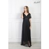 Dlhé čierne spoločenské šaty s tylovými rukávmi 23130