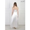 Elegantné saténové biele šaty s rázporkom 23152