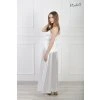 Elegantné saténové biele šaty s rázporkom 23152