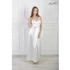 Elegantné saténové biele šaty s rázporkom 23152