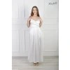 Elegantné saténové biele šaty s rázporkom 23152