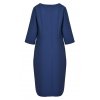 Krátke tmavomodré jednofarebné puzdrové šaty na bežné nosenie 16563