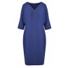 Krátke tmavomodré jednofarebné puzdrové šaty na bežné nosenie 16563