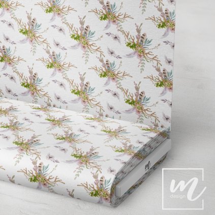 703005 boho jelení parohy na bílé látka 3