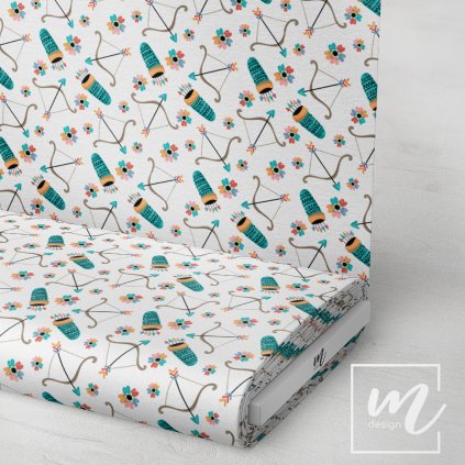 703022 boho luk a šípy na bílé látka 3