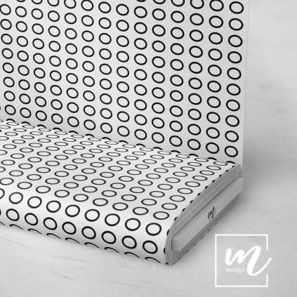 707080 kolečka dlaždice černá na bílé látka 3