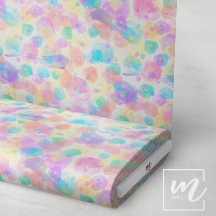 709030 duhový watercolor blobs látka 3