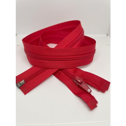 zip spirálový No5 dělitelný 75cm - červená 162