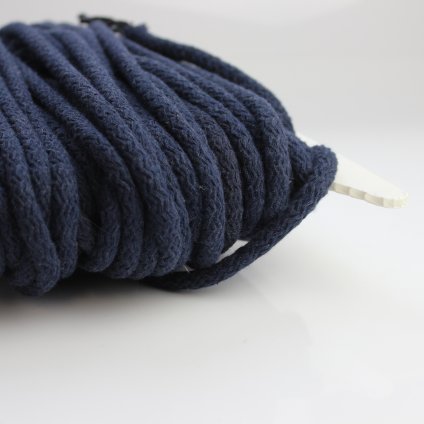 šňůrka kulatá bavlněná 8mm navy modrá 330 300403