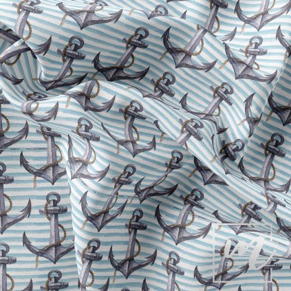 732092 námořní kotvy na pruhované látka kopie