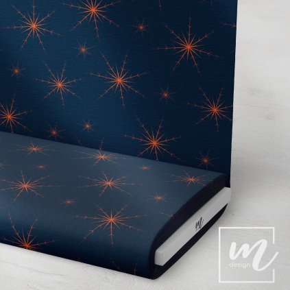 763005 oranž vločka na modré látka 3