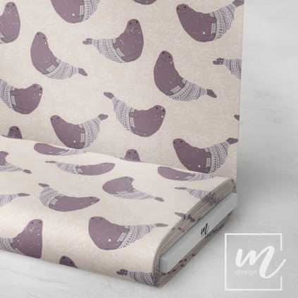 763039 zimní tuleň na béžové látka 3