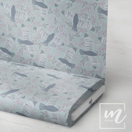 763052 ptáček v zimě látka 3