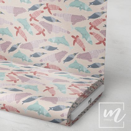 763065 zimní zvířátka ve vodě látka 3