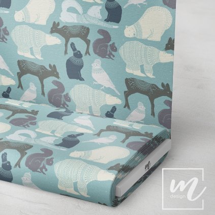 763066 zimní zvířátka látka 3