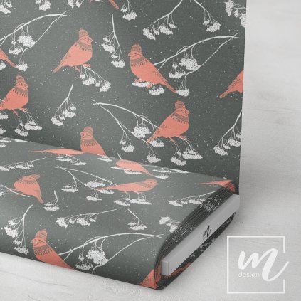 763070 zimní ptáček látka 3