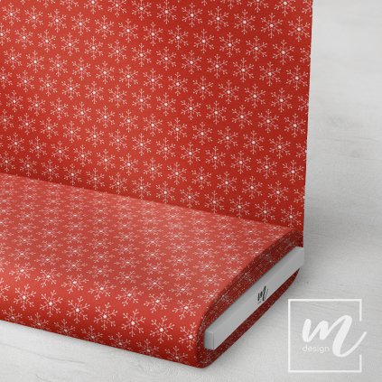 763107 zimní vločka na tm. červené látka 3