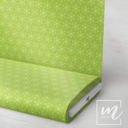 763108 zimní vločka na zelené látka 3