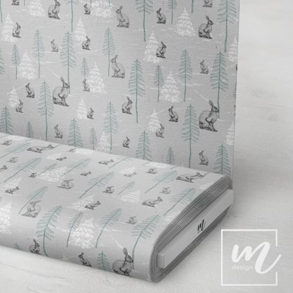 763140 zimní zvířátka látka 3