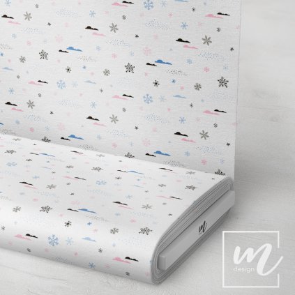 763163 zimní vločky na bílé látka 3