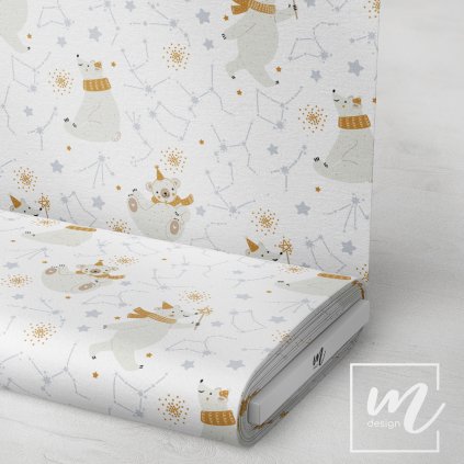 763167 zimní zvířátka na bílé látka 3