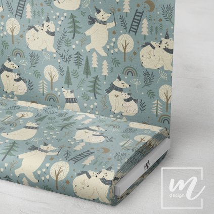 763180 zimní zvířátka na tm.šedé látka 3