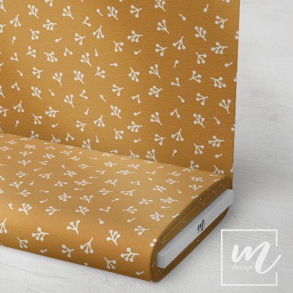 763185 zimní větvičky na hnědo oranžové látka 3