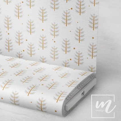 763188 zimní stromečky na bílé látka 3