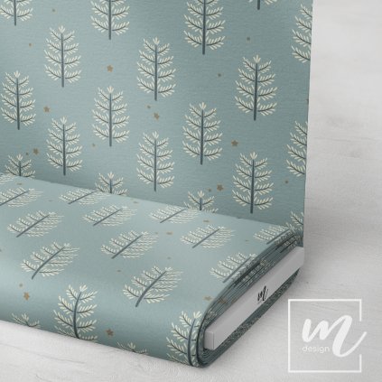 763189 zimní stromečky na tm.šedé látka 3