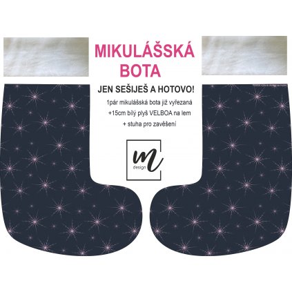 mikulášská bota 763004 růžová vločka na modré