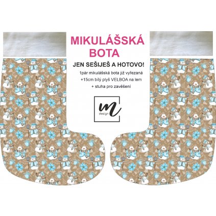 mikulášská bota 763155 sněhuláci na hnědé
