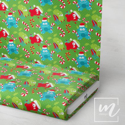 758014 vánoční příšerky na zelené látka 3