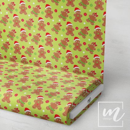 758040 vánoční perníčci na zelenkavé látka 3