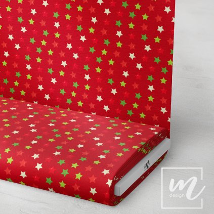 758043 hvězdičky červeno zelené látka 3