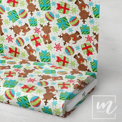 758054 vánoční sobík a dárky látka 3