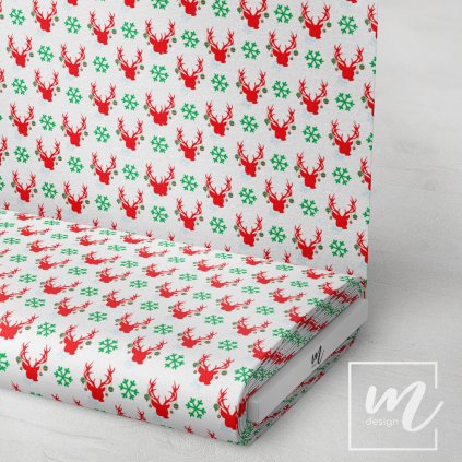 758063 jelení hlavy s vločkama látka 3