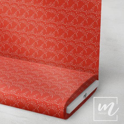 758065 vánoční větvičky na červené látka 3